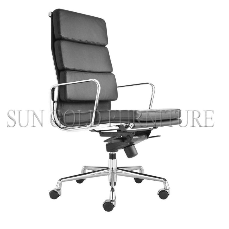 Modern Middle Back Cow Leather Beige Leather Office Chair