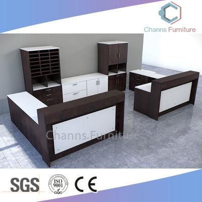 Customized Furniture Wooden Reception Table with Office Logo (CAS-RA09)