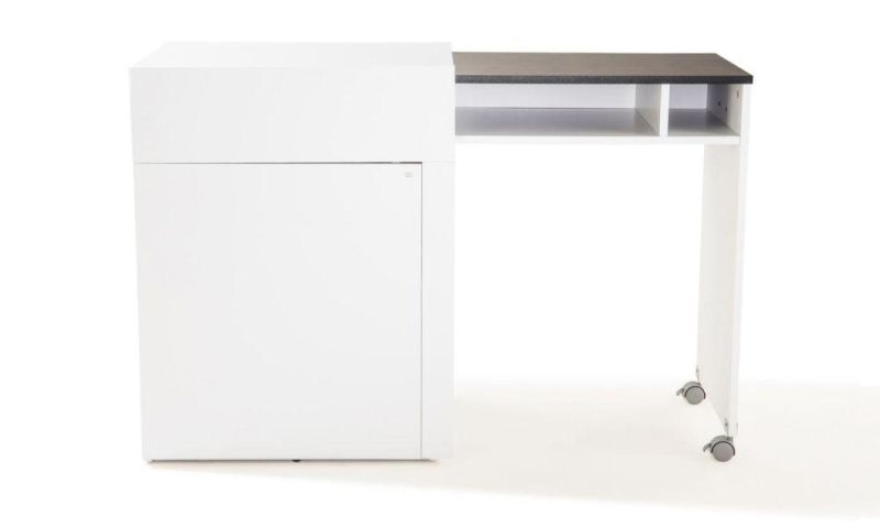 White Computer Desk, Wood Computer Table with Cabinet, Home/Office Furniture