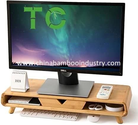 Ergonomic Designed Bamboo Computer Monitor Riser Wood Monitor Stand