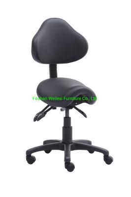Black PU Leather Upholstery Double Plywood Three Lever Function Mechanism Nylon Base Caster Saddle Seat Computer Indulstrial Chair