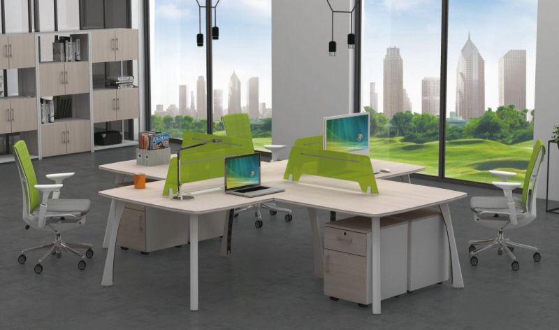 Fashion Modern Office Partition Melamine 4 Seats Staff Workstation