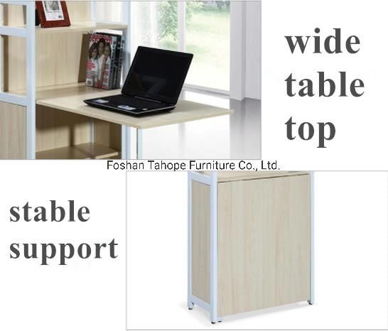 Chinese Office Furniture Wooden Computer Table with Stainless Steel Legs