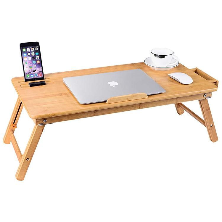 Natural Bamboo Adjustable Folding Bed Table Laptop Desk