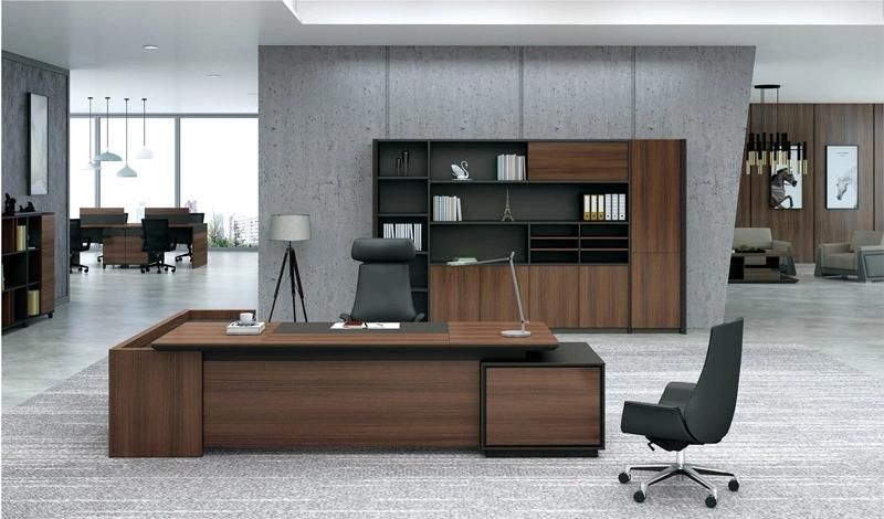 Modern Design Luxury L Shaped Executive Office Desk PVC Edge