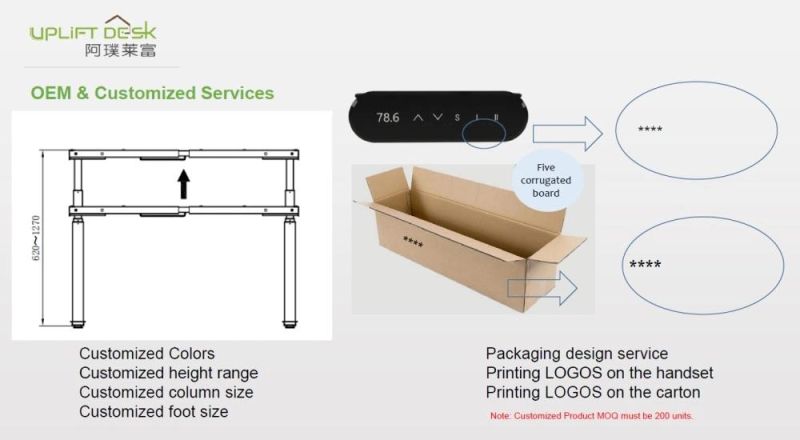 3 Stages L Shape Workstation Standing Desk-Black Frame