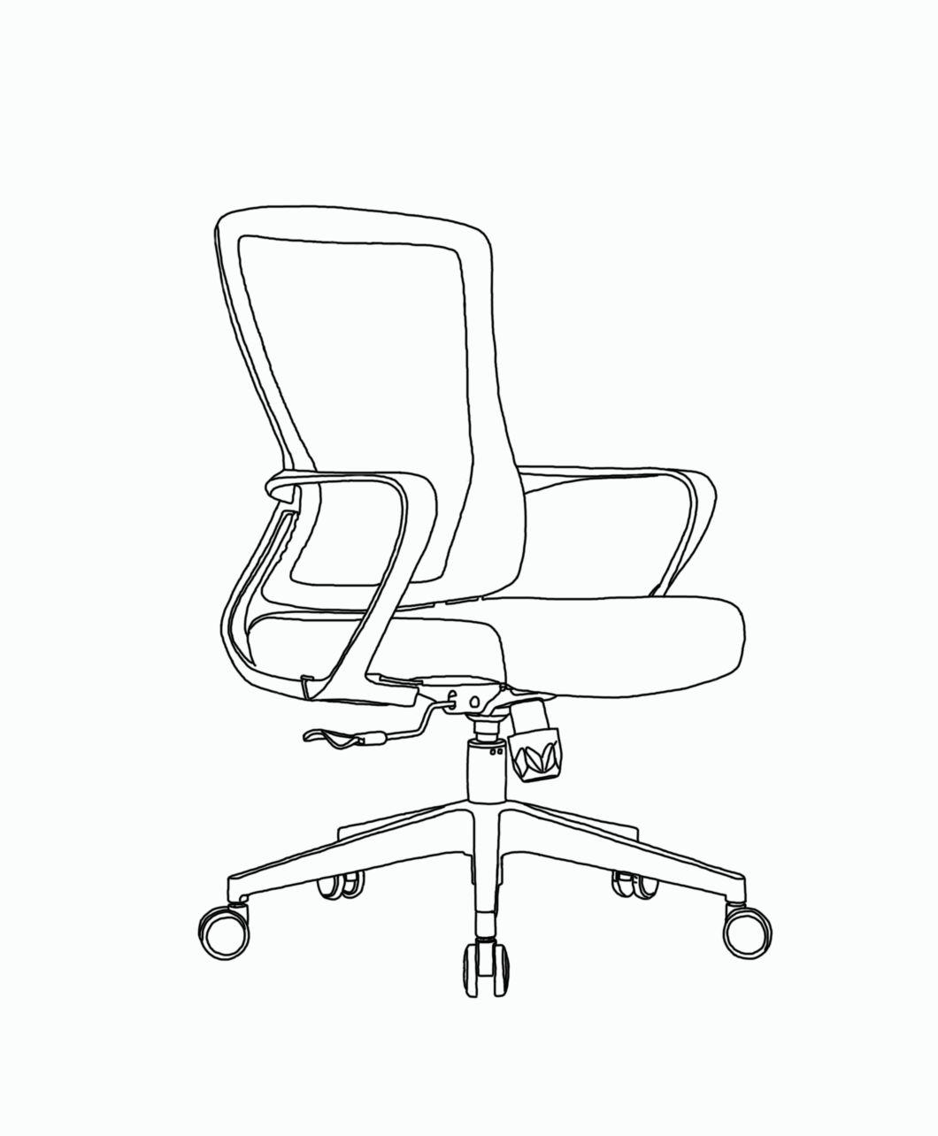 Ergonomic Middle Back Adjustable Tilting Staff Task Home Office Swivel Chair