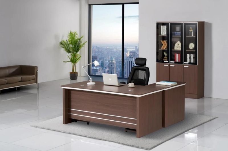 Hot Sale E1 MDF Board L Shaped Wooden Office Furniture Executive Desk
