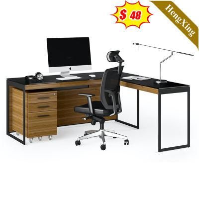Modern Melamine Metal Frame Office Furniture L Shape Corner Office Desk Manager Table