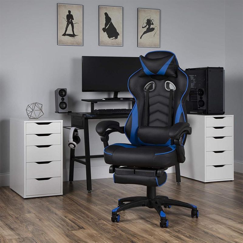 Black Factory Wholesale High Back Adjustable Leather Ergonomic Racing Game Chair