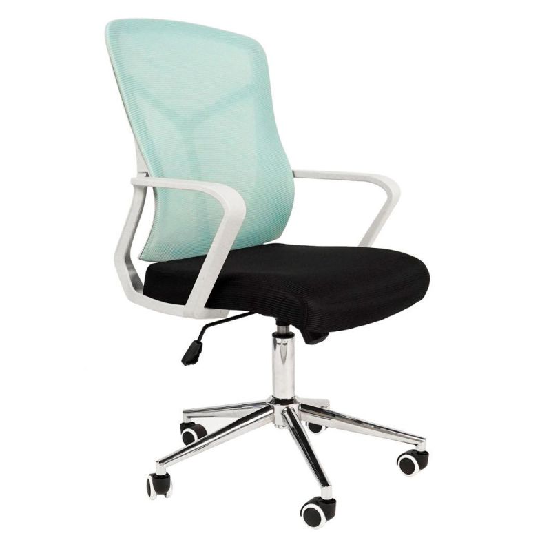 Manufacturers Cheap Wheel Base Middle Back Staff Office Desk Working Chair with Fixed Armrest