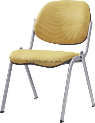 Elegant Chrome Metal Armless Office Reception School Event Fabric Chair with Cushion