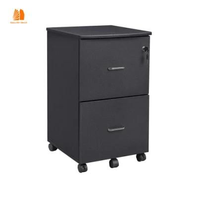Black Mobile File Cabinet with Lock and Drawers