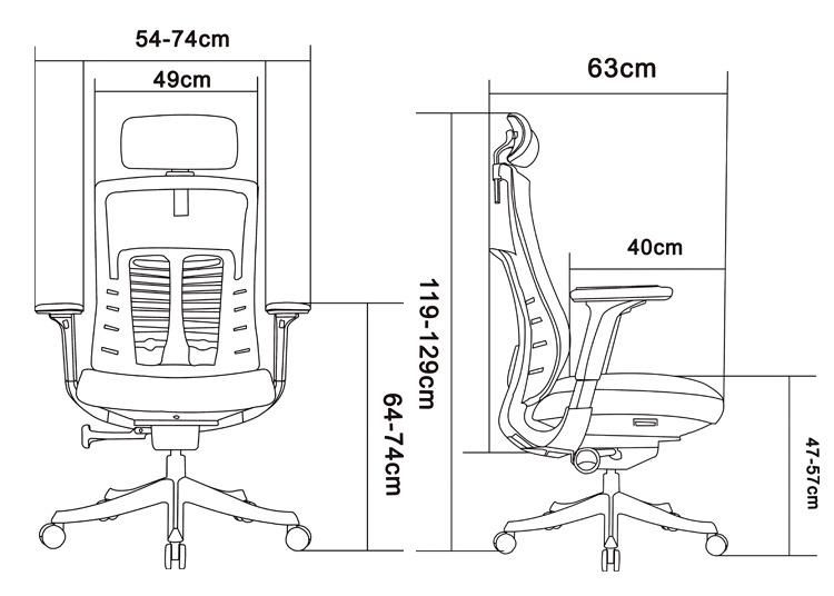 Three Lever Heavy Duty with Seat Slider Mechanism Mesh Back Adjustable Arms Chrome Base Ofiice Commercial Chair