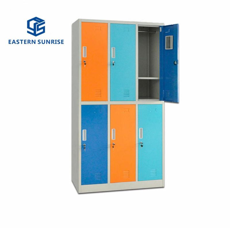 2 Tier 6 Door Metal Steel Locker Wardrobe