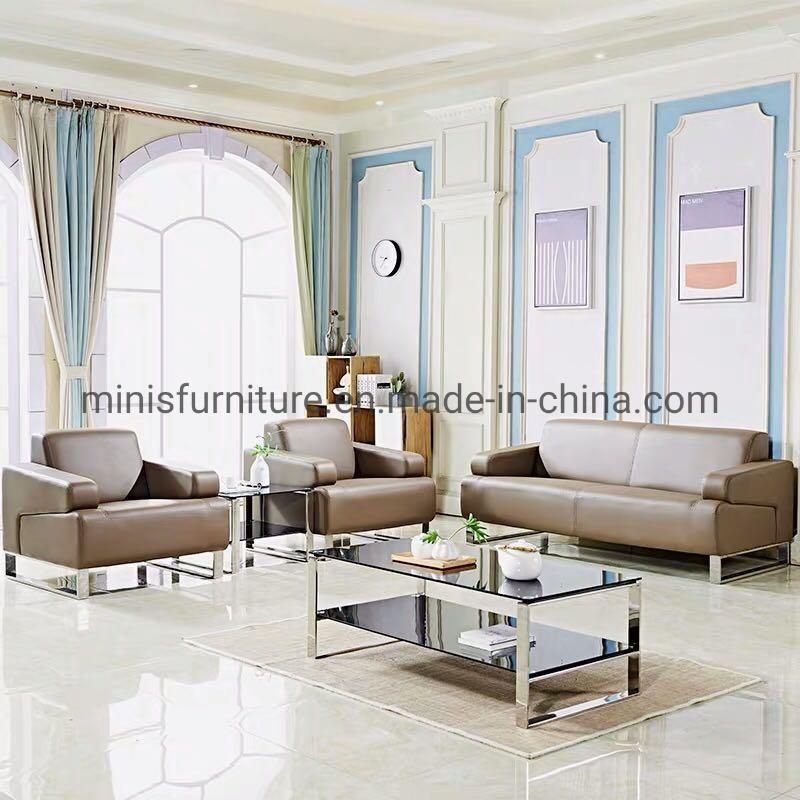 (M-SF31) Office/Lounge Good Quality Brown Fabric Sofas and Tables Furniture