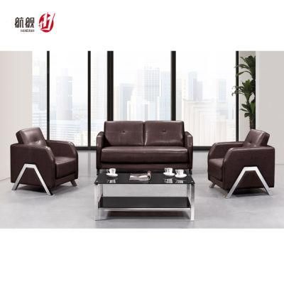 Office Seating PU Waiting Sofa with Chrome Fixed Base for Office Room