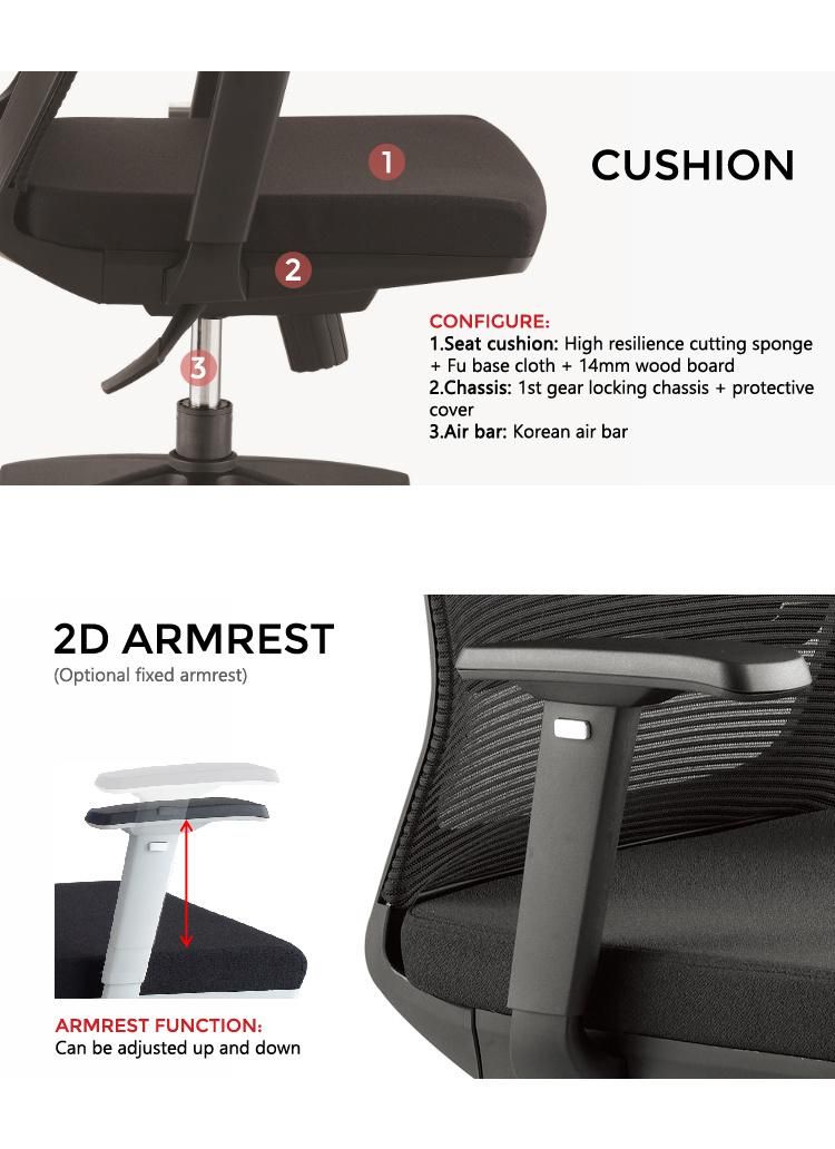 High-Back Swivel Ergonomic Fabric Chair Armrest Office Mesh Computer Chair