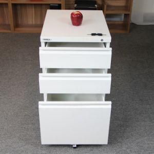 White 3 Drawer A4 Mobile Filing Cabinet with Kd Structure