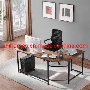 Corner Study Table Wood and Metal Black Legs for Home Office