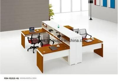 Double Rows L Shape Modular Workstation for 4 Person