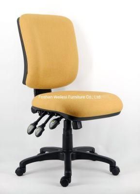 MID Back Office Furniture Without Armrest Nylon Base Fabric Seat and Back 3 Lever Heavy Duty Mechanism Office Chair