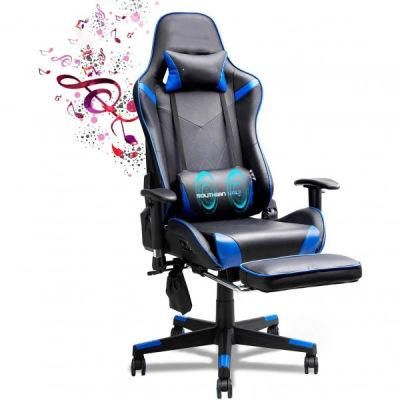 Comfortable Massage Leather Gaming Chair with Wireless Speaker