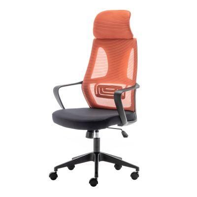 Life Swivel Chair with Mesh Swivel Office Chair with Headrest in Orange Color