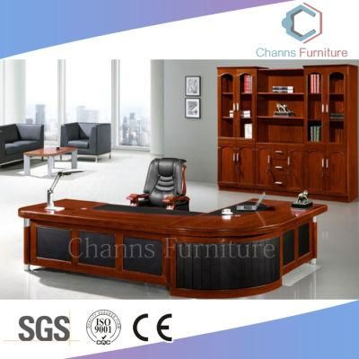 Government Project Luxury Furniture Curving Office Table Solid Wood Boss Desk (CAS-VA01)