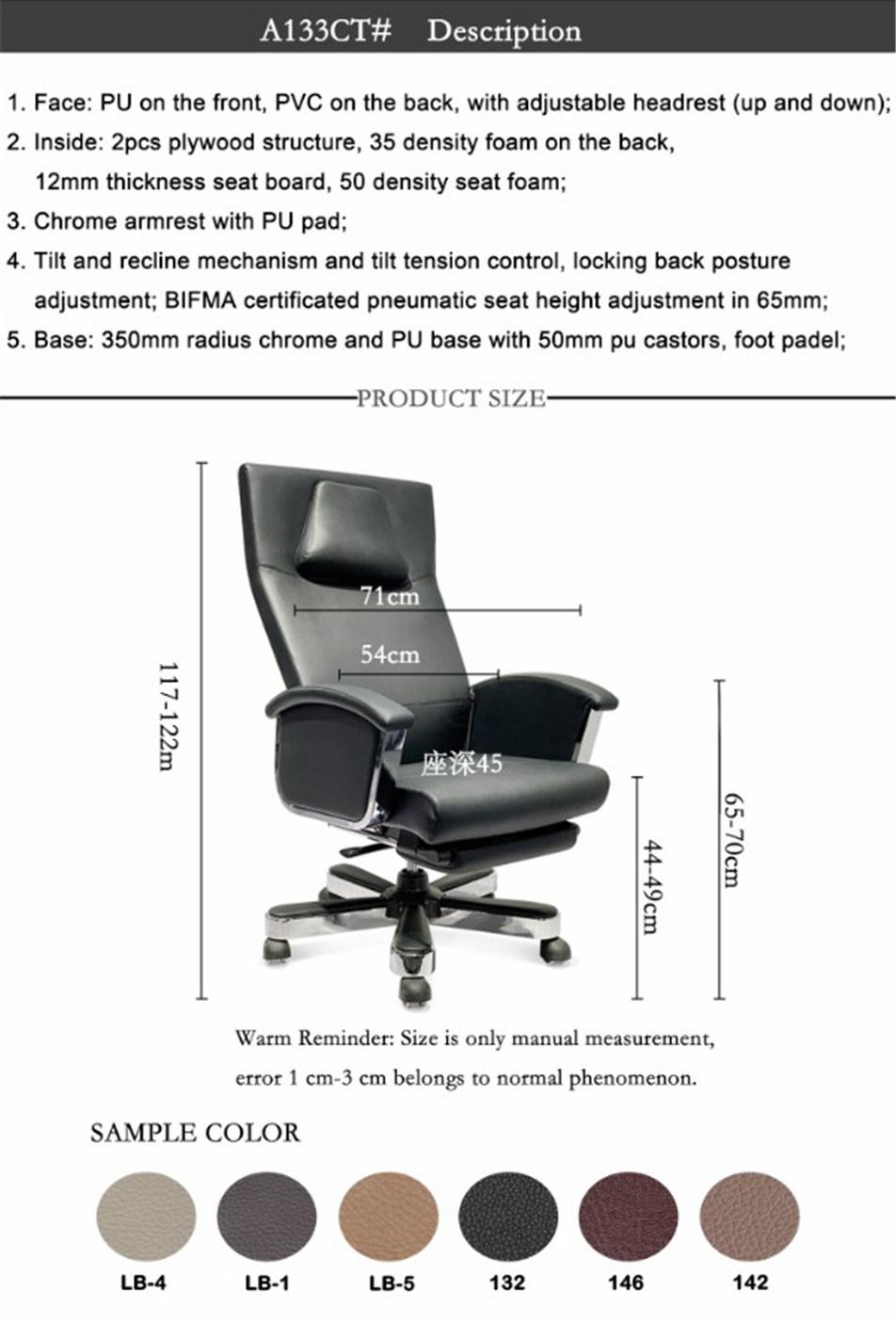 Reclining Big Boss Office Chair with Footrest Adjustable High Back Leather Chair