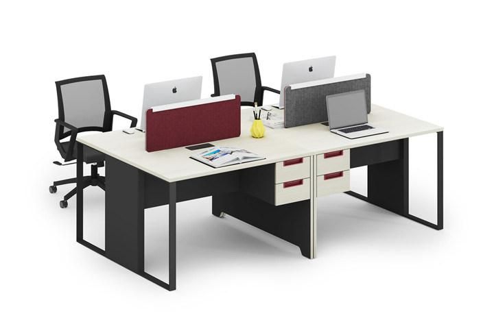 Rustic Design Hot Sale Office Staff Work Desk with Metal Black Legs