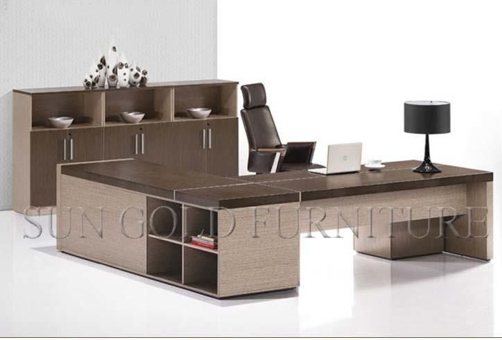 Hot Sale Executive Melamine Fosted Glass Table Modern Boss L Shape Desk (SZ-WD378)