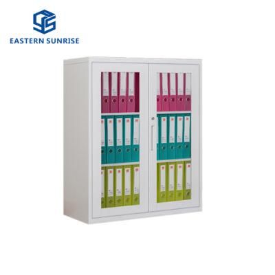 Half Height Metal Storage Cabinet with 2 Glass Doors