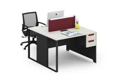 Rustic Design Hot Sale Office Staff Work Desk with Metal Black Legs