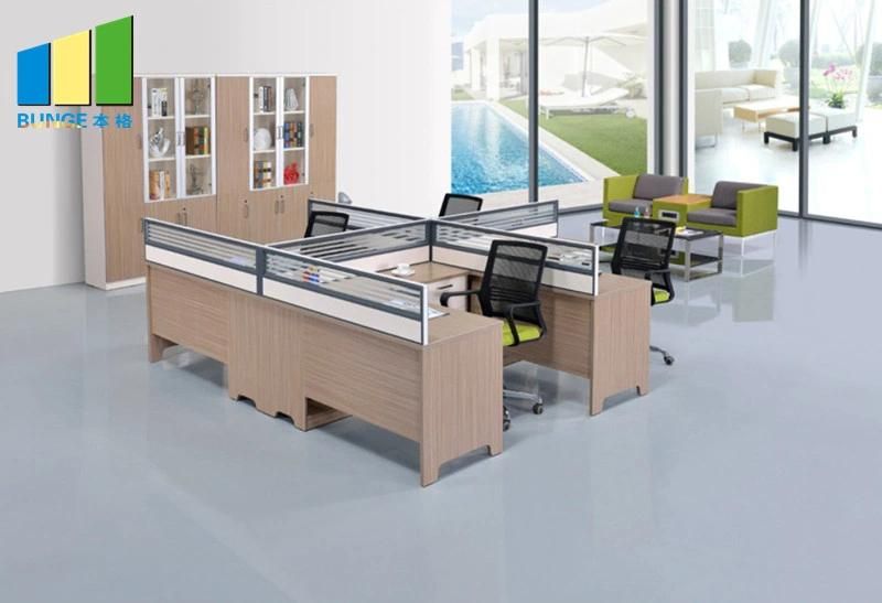 Modern Office Furniture Modular Aluminum Glass Partitions 4 Person Workstations