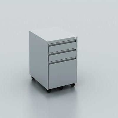 High Quality Modern No Handle Design Under Desk 3 Drawers Melamine Wooden Mobile Pedestal Cabinet