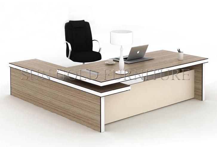 Hot Sale Executive Melamine Fosted Glass Table Modern Boss L Shape Desk (SZ-WD378)