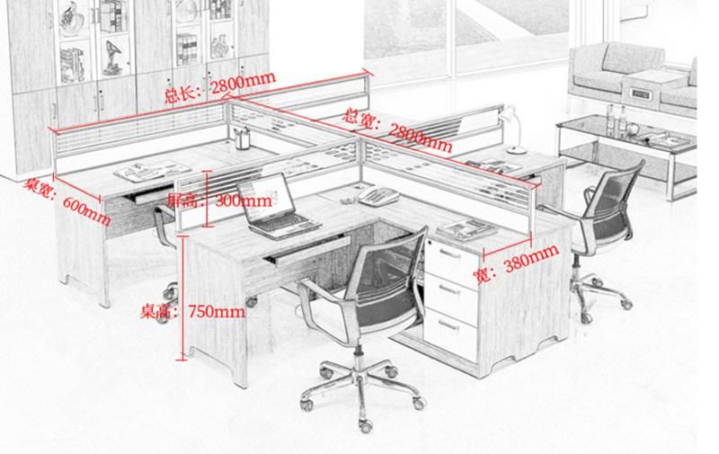 Modern Office Furniture Modular Aluminum Glass Partitions 4 Person Office Cubicle Workstations