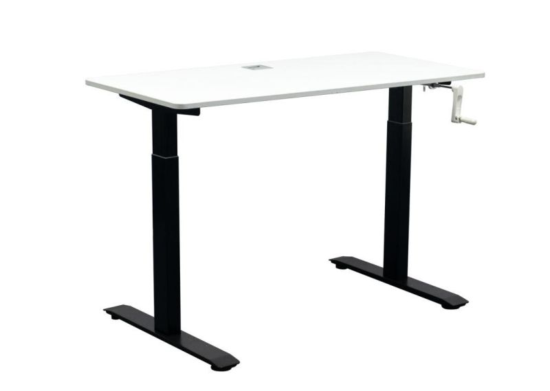 Hand Crank Height Adjustable Office Workstation Base Standing Desk with Two Legs