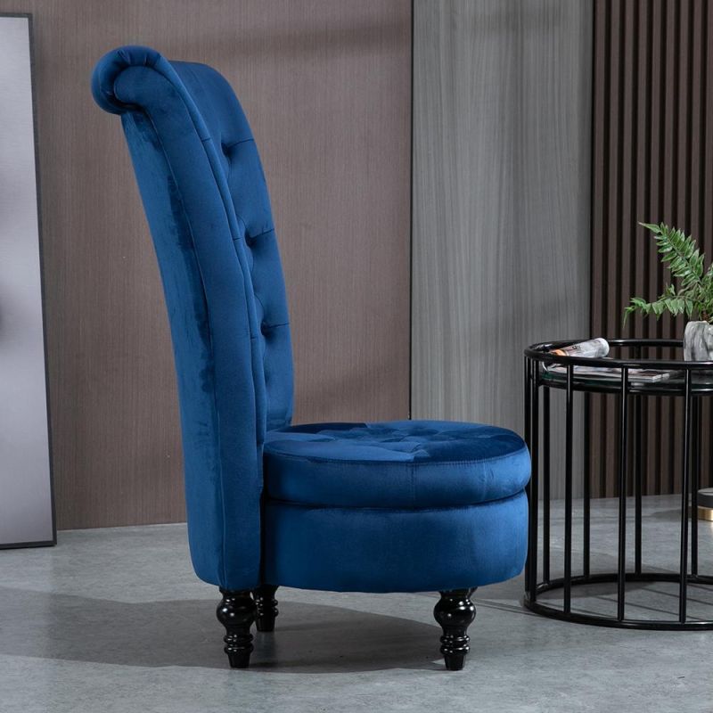 Blue PU Leather High Back Leisure Chair Thicken Lounge Chair