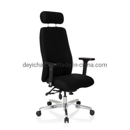 Blue Fabric Upholstery High Back Functional Frame with PU Adjustable Arm Aluminium Base Office Chair