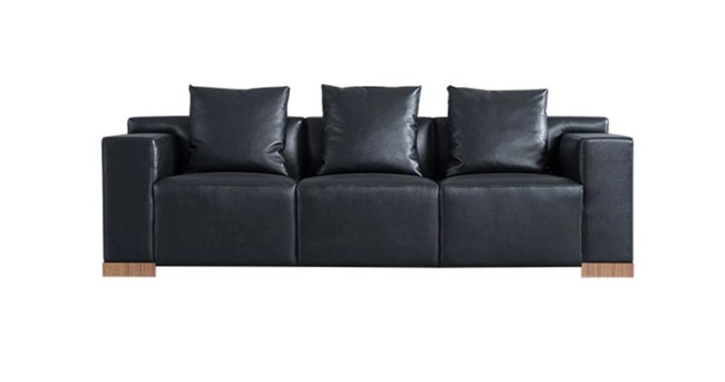 Heavy Duty Big Size Black Genuine Leather Office Sofa Set