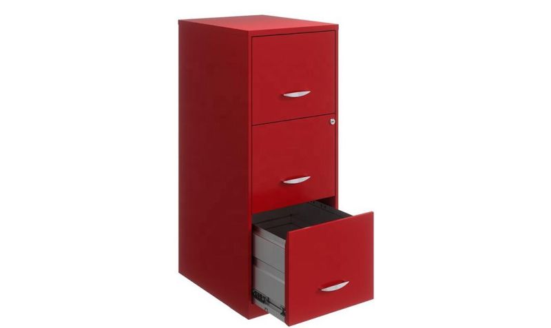 3 Drawer Red Vertical Steel Filing Cabinet Office Furniture