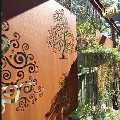 Outdoor Corten Steel Rectangular Laser Cut Decorative Screen/ Fence Panel