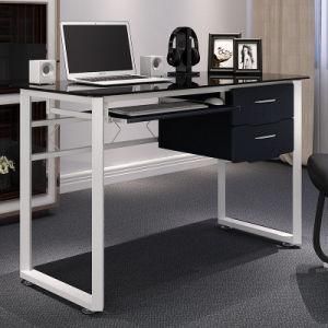 Home Office Furniture Glass Computer Desk for Office Study with Keyboard and Drawer