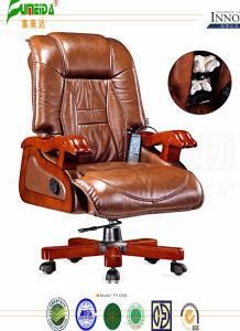Swivel Leather Executive Office Chair with Solid Wood Foot (FY1308)