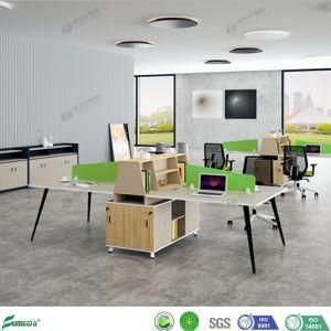 Modern Modular Open Wooden Top File Cabinet Metal Legs Office Furniture Workstation for 4 Seat (AP1835-4)