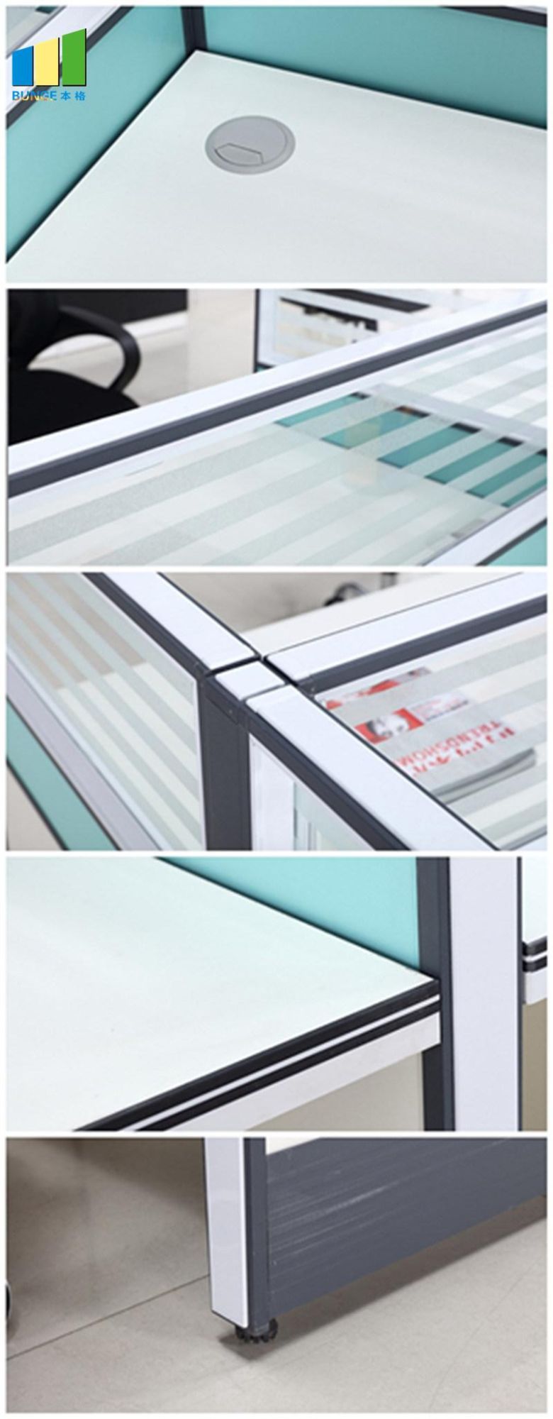 Meeting Room Modular Furniture 6 Person Office Glass Desks and Workstations
