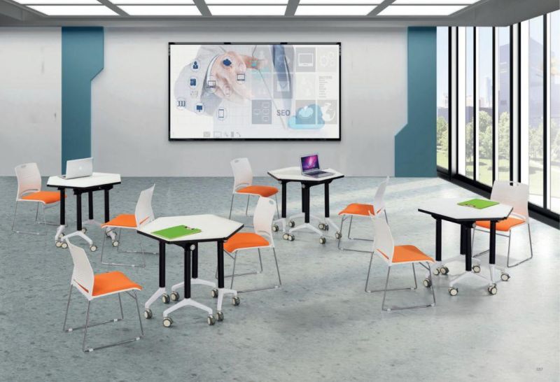 Wholesale Folding Standing Movable Stackable Sliding Computer Study Office Table Training Desk
