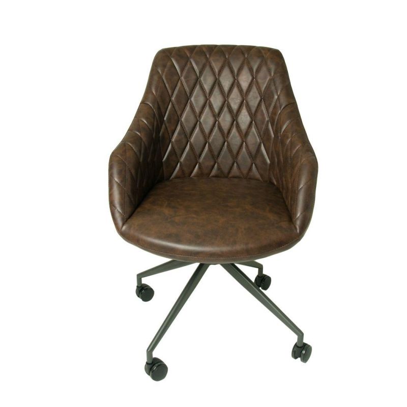 PU Leather Swivel Bar Chair with Wheels Lounge Bar Stool